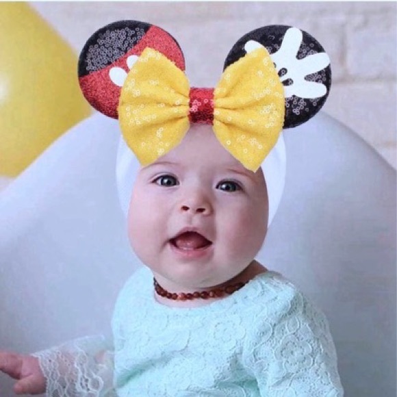Minnie & Mickey Mouse Sequin Headband with Ears